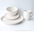 Wholesale cerâmico dinnerware cor branca esmalte esmalteada